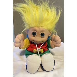Vintage Russ Boy Child Plush Troll Doll Large 12" Blue Eyes 259‎ Yellow Hair